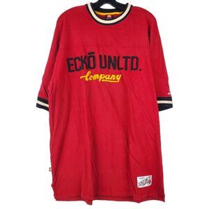 Vintage ECKO UNLTD Shirt Adult XL Red Company Logo Spell Out Streetwear Y2K